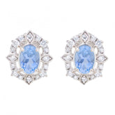 14K White Gold Aquamarine Vintage Style Stud Earirngs